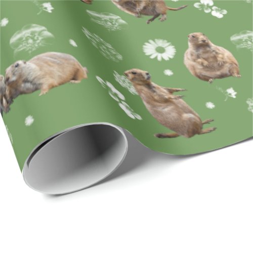Prairie Dog Party Wrapping Paper Green