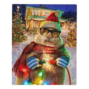 Prairie Dog With Christmas Lights Jigsaw Puzzle