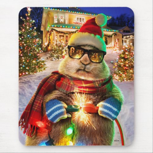 Prairie Dog With Christmas Lights Mouse Pad