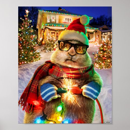 Prairie Dog With Christmas Lights Poster