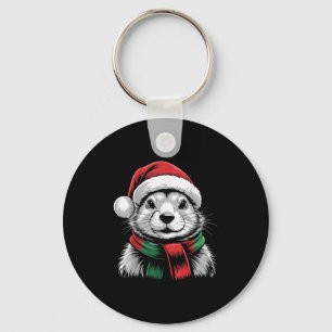 Prairie Dog Xmas Santa Hat Scarf Christmas Costume Keychain