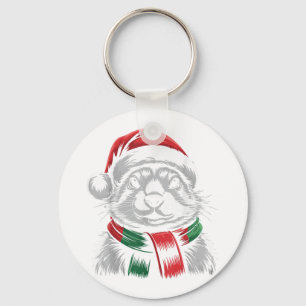 Prairie Dog Xmas Santa Hat Scarf Christmas Costume Keychain