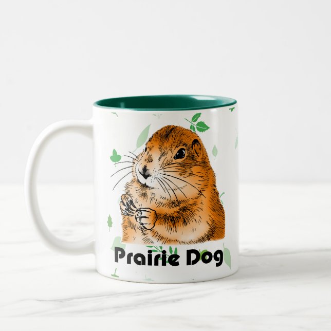 prairie dog's face (2) Two-Tone coffee mug (Left)