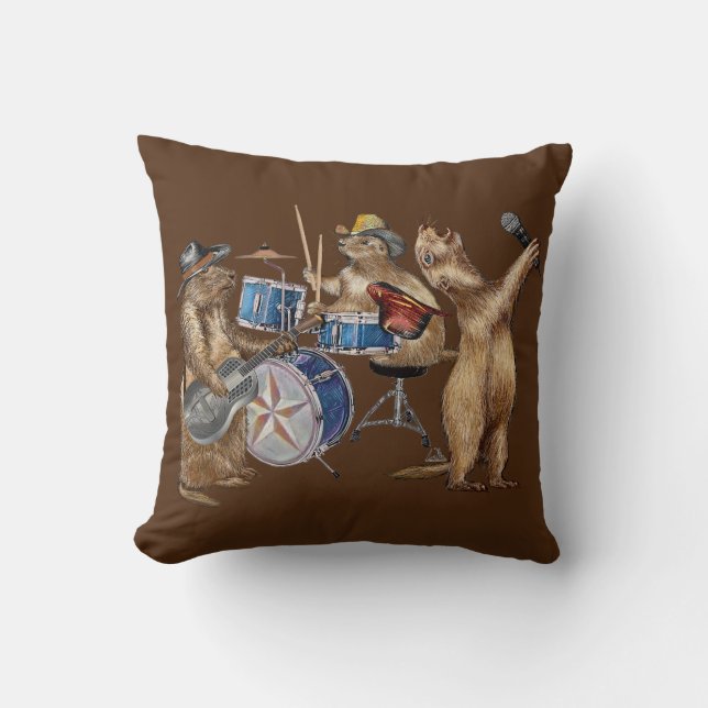 Prairie Dogs Throw Pillow (Front)