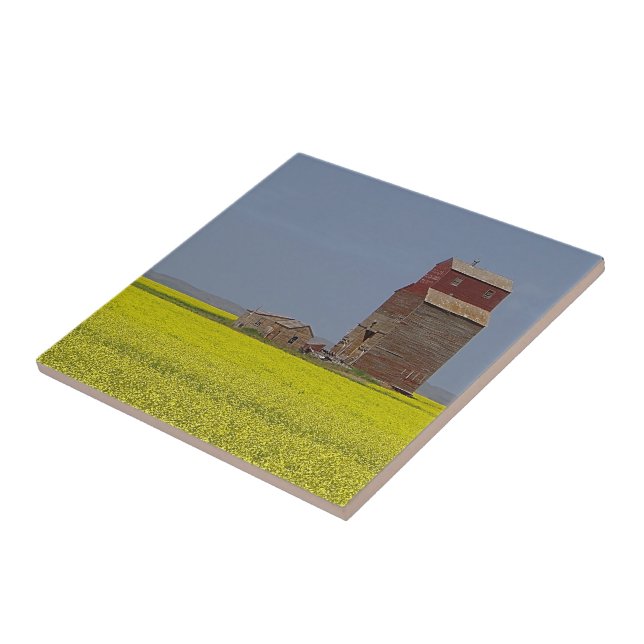 Prairie Elevator Landscape Ceramic Tile (Side)