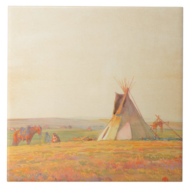 Prairie Evening by Maynard Dixon Ceramic Tile (Front)