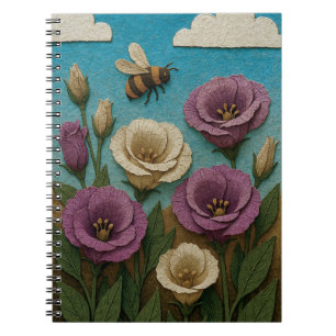 Prairie gentian garden with a bumble bee notebook