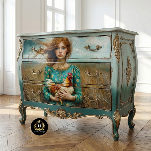 Prairie Girl Chicken Dresser Furniture Decoupage Tissue Paper (Creator Uploaded)