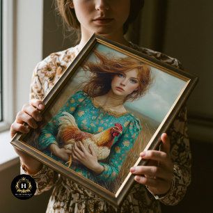 Prairie Girl with Chicken Decoupage Tissue Paper