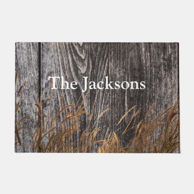 Prairie Harvest Wheat On Barn Board Doormat (Front)