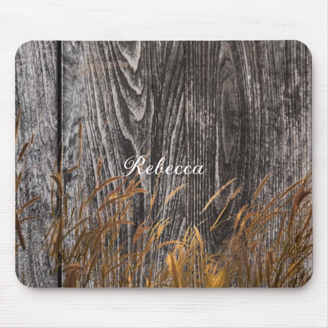 Prairie Harvest Wheat On Barn Board Mouse Pad (Front)