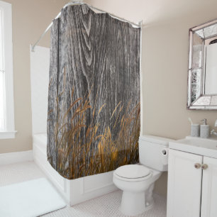 Prairie Harvest Wheat On Barn Board Shower Curtain