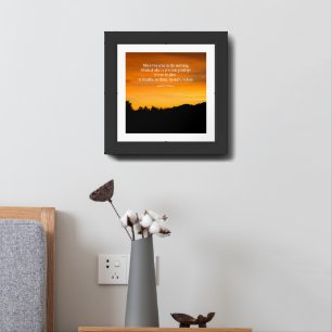 Prairie Hill Sunset Silhouette Photo Custom Text Framed Art