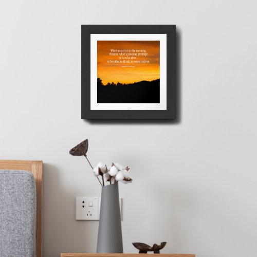 Prairie Hill Sunset Silhouette Photo Custom Text Framed Art