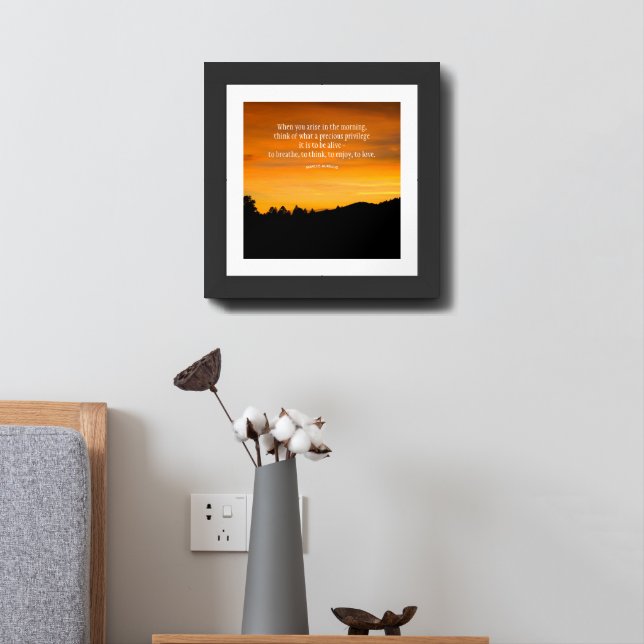 Prairie Hill Sunset Silhouette Photo Custom Text Framed Art (Bedside)