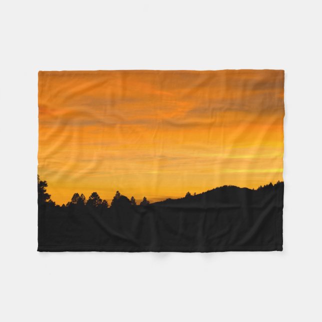 Prairie Hills Silhouette Sunset Photo Home Accent Fleece Blanket (Front (Horizontal))