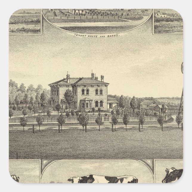 Prairie Lawn Farm, Nebraska Square Sticker (Front)