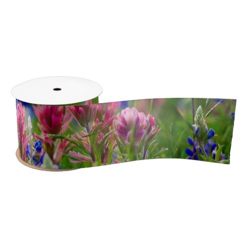 Prairie Paintbrush and Bluebonnets Satin Ribbon