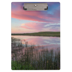 Prairie Pond Reflects Brilliant Sunrise Clouds Clipboard