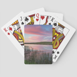 Prairie Pond Reflects Brilliant Sunrise Clouds Poker Cards