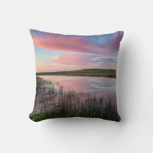 Prairie Pond Reflects Brilliant Sunrise Clouds Throw Pillow