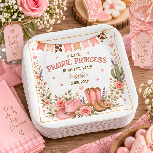 Prairie Princess Western Baby Shower Paper Plates