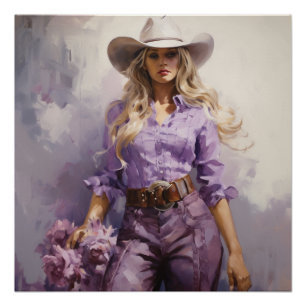 Prairie Purple: Cowgirl Wall Art