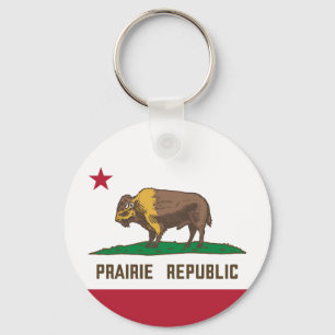 Prairie Republic Bison Flag Great Plains Keychain