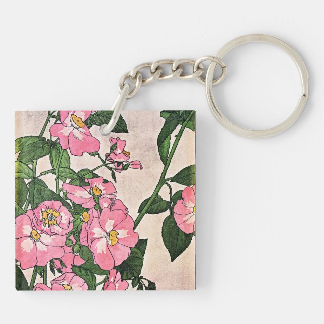 Prairie Rose illustration Keychain (Back)