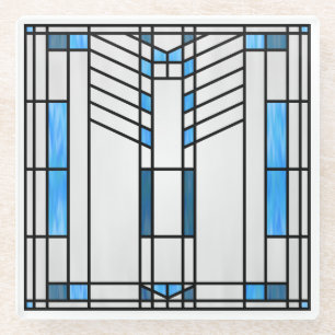 Prairie School Style Interpretation No. 1 Glass Coaster