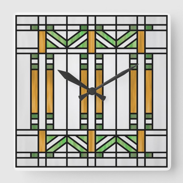 Prairie School Style Interpretation No. 4 Square Wall Clock (Front)