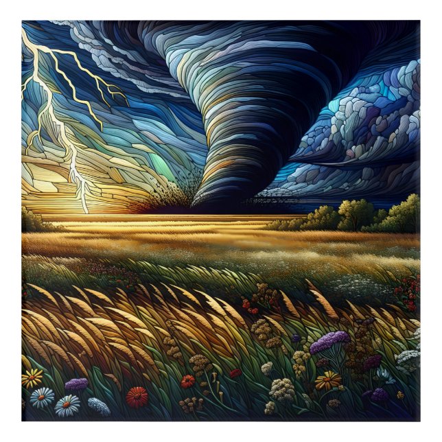 Prairie Tornado Stained Glass Art (Front)