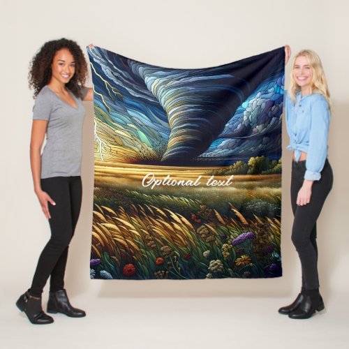 Prairie Tornado Stained Glass Art Fleece Blanket