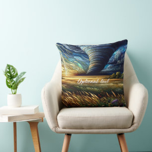 Prairie Tornado Stained Glass Art Throw Pillow