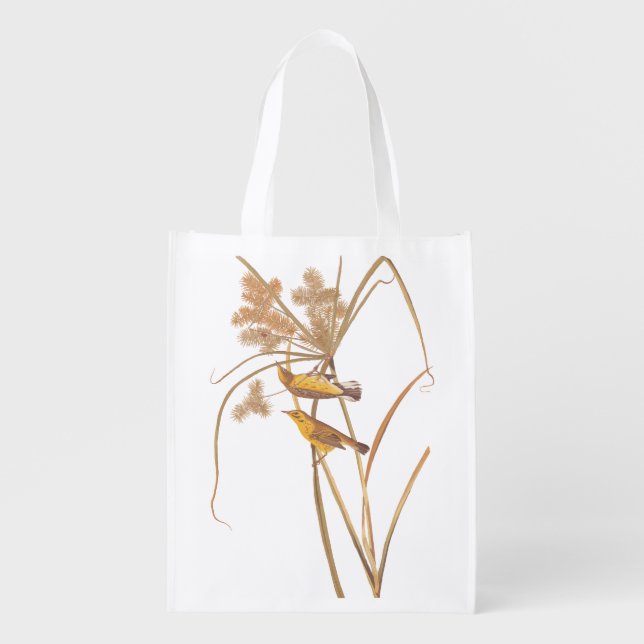 Prairie Warbler Audubon Yellow Bird Grocery Bag (Front)