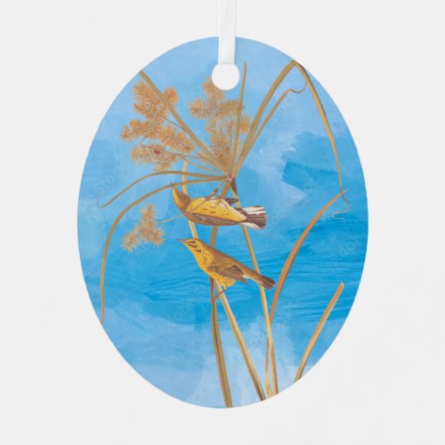Prairie Warbler Audubon Yellow Bird Metal Ornament