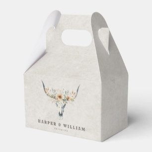 Prairie wedding longhorn skull favor boxes