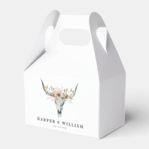 Prairie wedding longhorn skull favor boxes