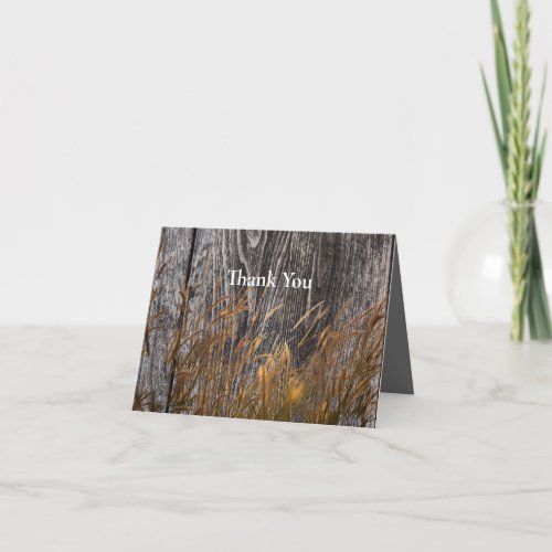 Prairie Wheat On Barn Board Thank You Card