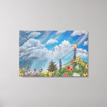 Prairie Wildflowers And Thunderstorm Canvas Print