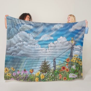 Prairie Wildflowers And Thunderstorm Fleece Blanket by CreativeClutter at Zazzle