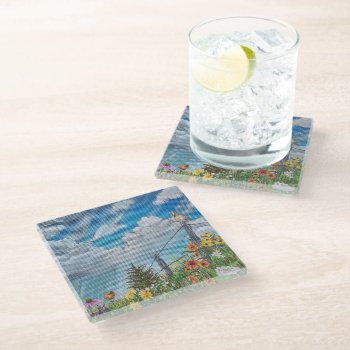 Prairie Wildflowers And Thunderstorm Glass Coaster by CreativeClutter at Zazzle