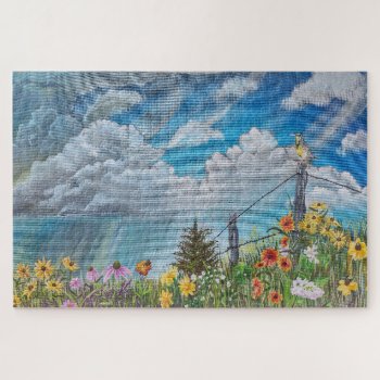 Prairie Wildflowers And Thunderstorm Jigsaw Puzzle by CreativeClutter at Zazzle