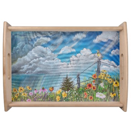 Prairie Wildflowers And Thunderstorm Serving Tray