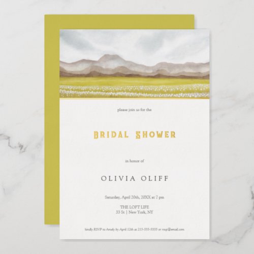 Prairies in Bloom Bridal Shower Foil Invitation