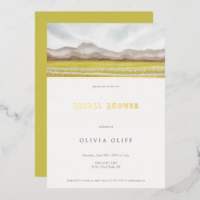 Prairies in Bloom Bridal Shower Foil Invitation (Front/Back)
