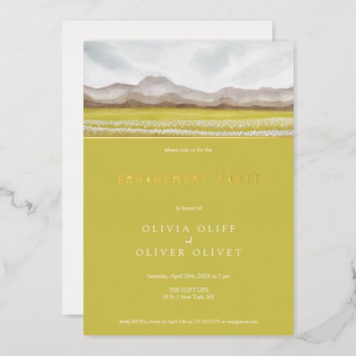 Prairies in Bloom Engagement Party Foil Invitation