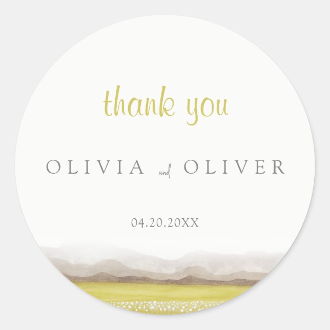 Prairies in Bloom Wedding Classic Round Sticker (Front)