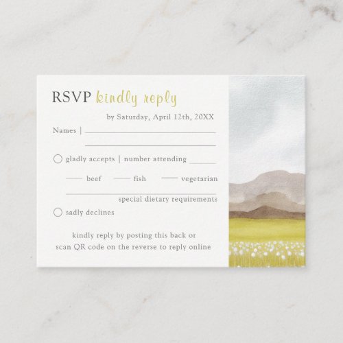 Prairies in Bloom Wedding RSVP QR Code Enclosure Card