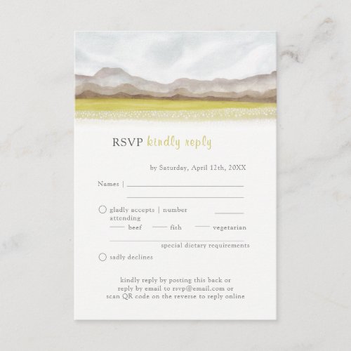 Prairies in Bloom Wedding RSVP QR Code Enclosure Card